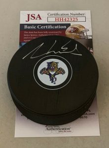 AARON EKBLAD SIGNED FLORIDA PANTHERS PUCK AUTOGRAPHED JSA  COLLECTIBLE MEMORABILIA