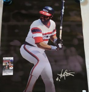 HAROLD BAINES SIGNED CHICAGO WHITE SOX 24×30 POSTER AUTOGRAPHED HOF JSA  COLLECTIBLE MEMORABILIA