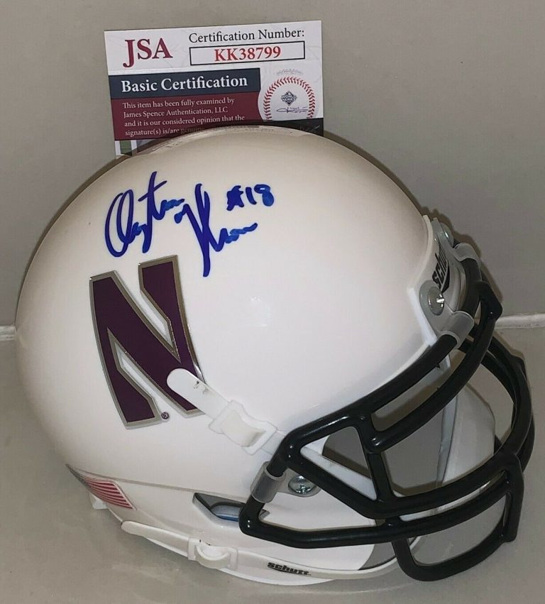 CLAYTON THORSON SIGNED NORTHWESTERN WILDCATS WHITE MINI HELMET AUTOGRAPHED JSA  COLLECTIBLE MEMORABILIA