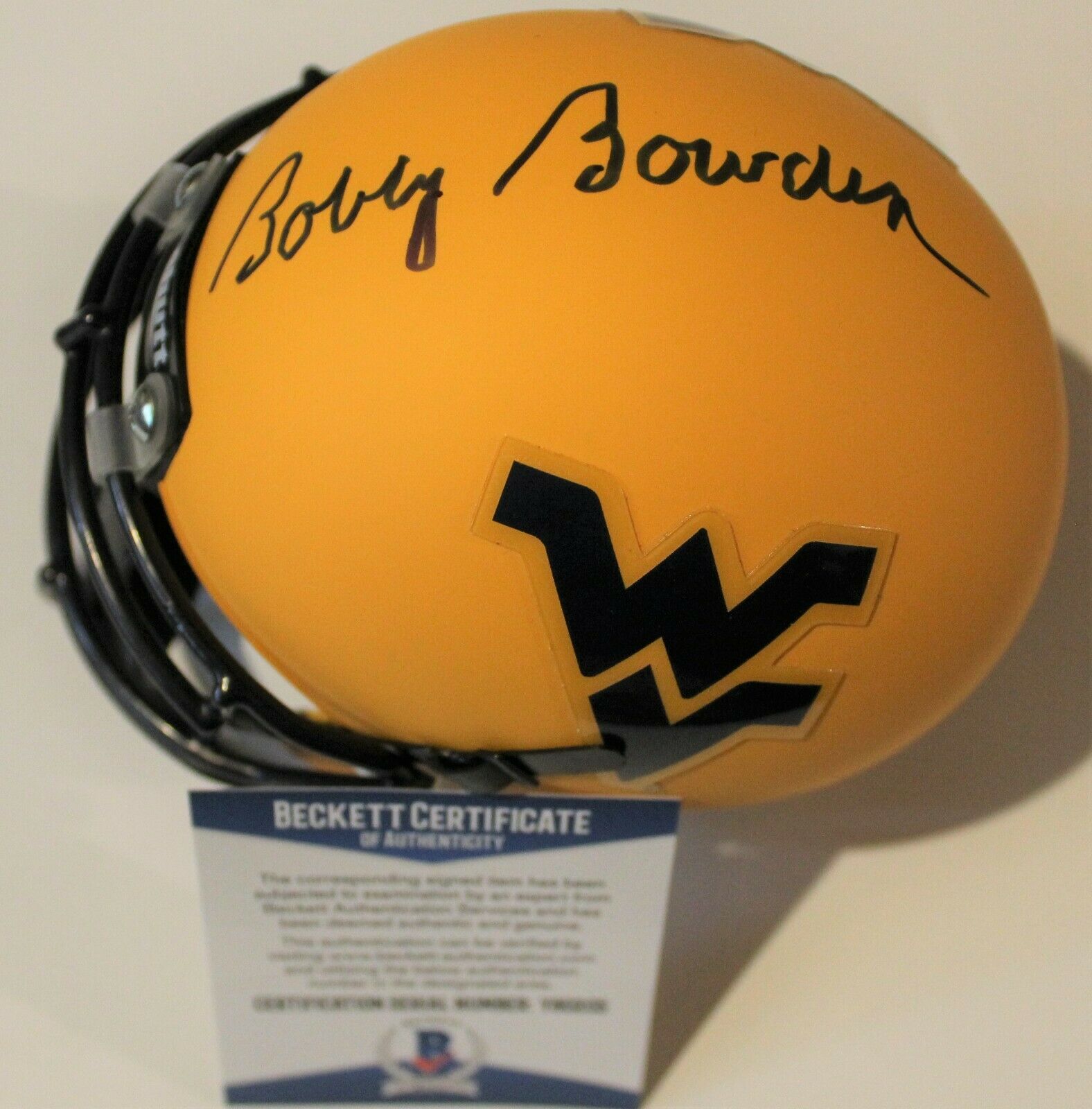 Bobby Bowden Signed WVU West Virginia Mini Football Helmet w/Beckett