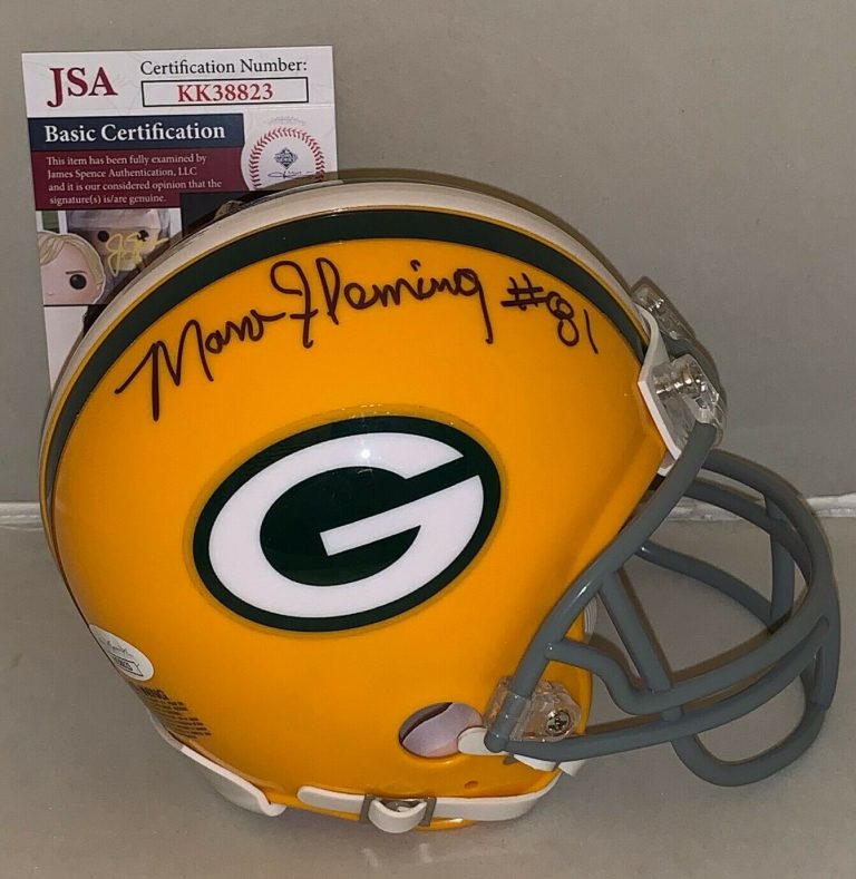 MARV FLEMING SIGNED THROWBACK GREEN BAY PACKERS MINI HELMET AUTOGRAPHED JSA  COLLECTIBLE MEMORABILIA