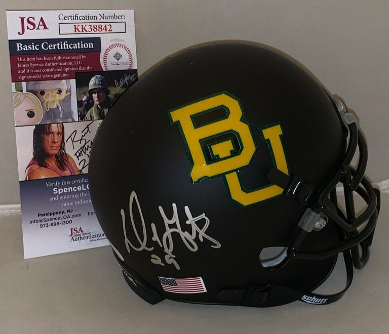 DENNIS GENTRY BEARS SIGNED BAYLOR BEARS BLACK MATTE MINI HELMET EXACT PROOF JSA  COLLECTIBLE MEMORABILIA