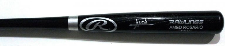 AMED ROSARIO NEW YORK METS SIGNED BLACK RAWLINGS BASEBALL BAT W/COA  COLLECTIBLE MEMORABILIA