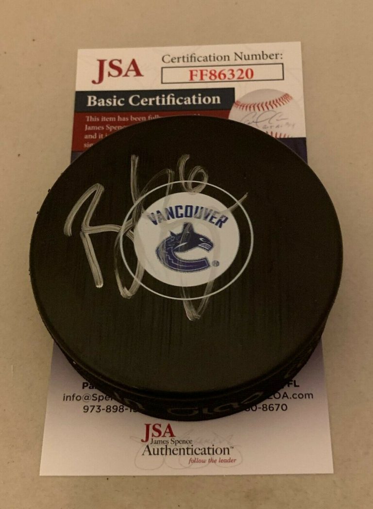BROCK BOESER SIGNED VANCOUVER CANUCKS PUCK AUTOGRAPHED JSA  COLLECTIBLE MEMORABILIA