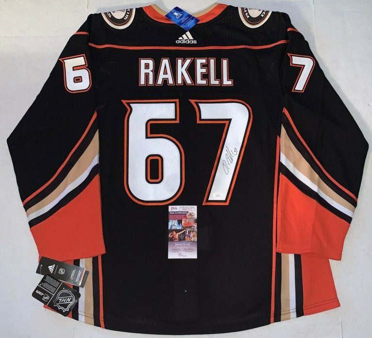 RICKARD RAKELL SIGNED ANAHEIM DUCKS ADIDAS AUTHENTIC ADIZERO JERSEY JSA  COLLECTIBLE MEMORABILIA