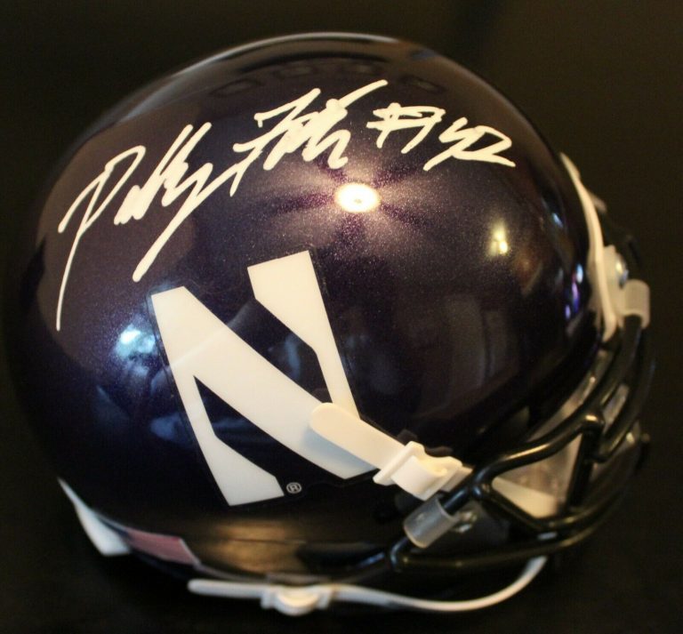 PADDY FISHER SIGNED NORTHWESTERN WILDCATS MINI FOOTBALL HELMET W/COA #1  COLLECTIBLE MEMORABILIA