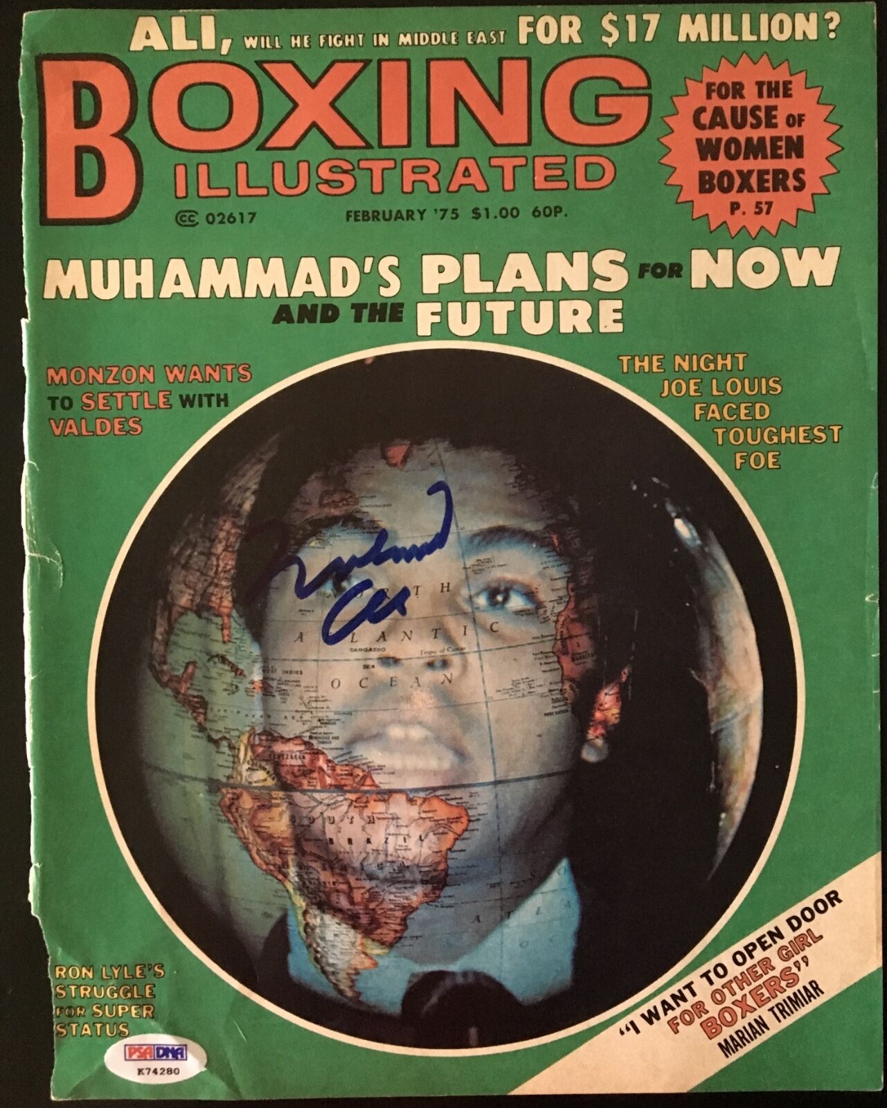 Muhammad Ali Signed Boxing Illustrated Magazine Cover w/PSA DNA LOA K74280  Collectible Memorabilia