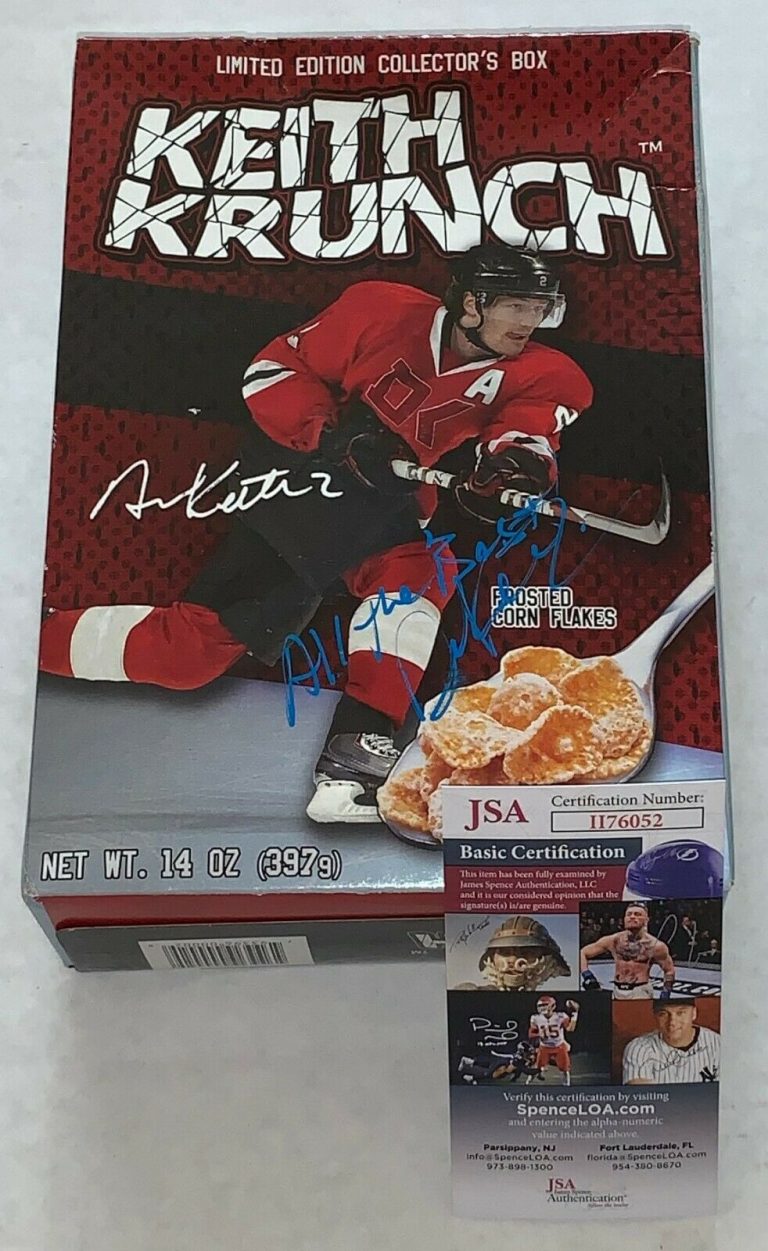 DUNCAN KEITH CHICAGO BLACKHAWKS SIGNED KEITH KRUNCH UNOPENED CEREAL BOX JSA  COLLECTIBLE MEMORABILIA