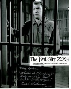 EARL HOLLIMAN AUTOGRAPHED SIGNED THE TWILIGHT ZONE PHOTOGRAPH – TO JOHN CONTENT  COLLECTIBLE MEMORABILIA