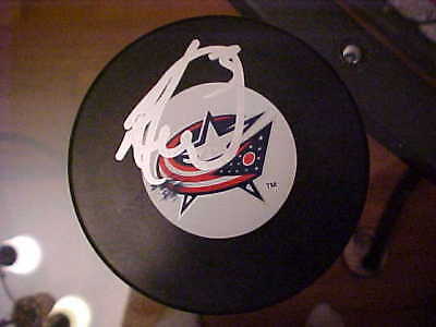 COLUMBUS BLUE JACKETS MARC METHOT SIGNED PUCK  COLLECTIBLE MEMORABILIA