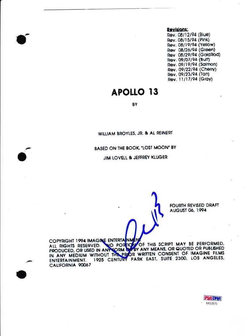 KEVIN BACON SIGNED APOLLO 13 SCRIPT FULL 141 PAGE AUTHENTIC AUTOGRAPH PSA COA Collectible Memorabilia
