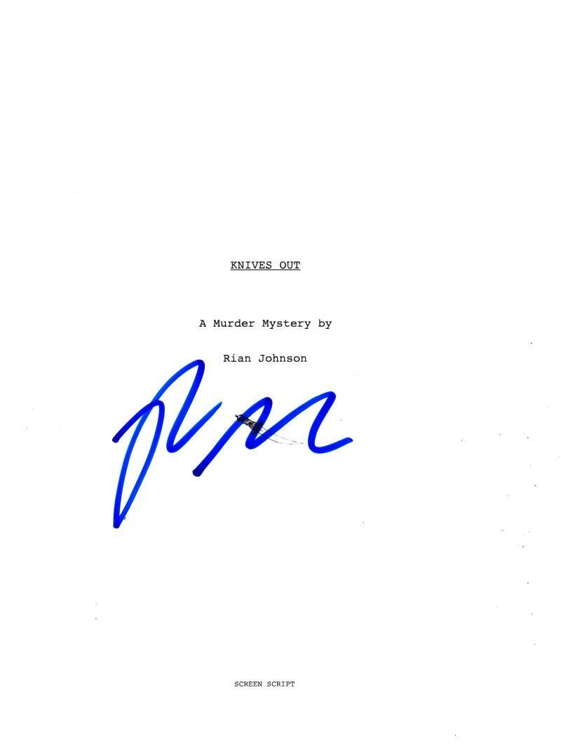 RIAN JOHNSON SIGNED KNIVES OUT FULL SCRIPT AUTHENTIC AUTOGRAPH COA Collectible Memorabilia