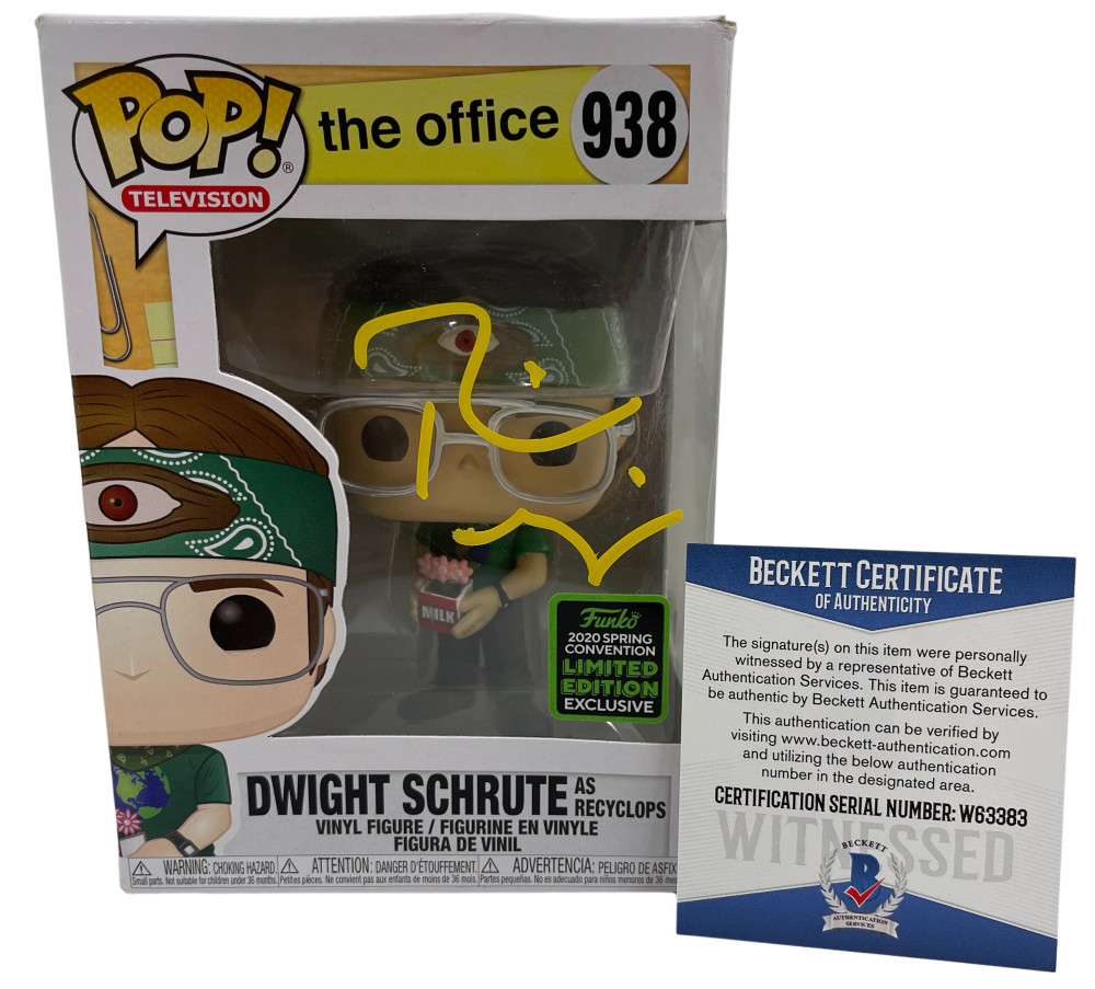 RAINN WILSON DWIGHT SCHRUTE SIGNED THE OFFICE FUNKO FIGURE 938 BECKETT COA Collectible Memorabilia