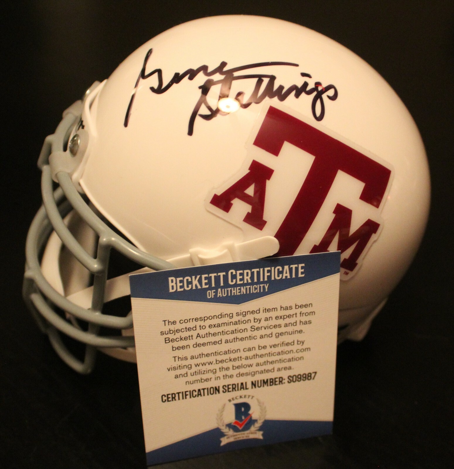 Gene Stallings Signed Texas A&M Mini Football Helmet w/Beckett COA S09987 Collectible Memorabilia