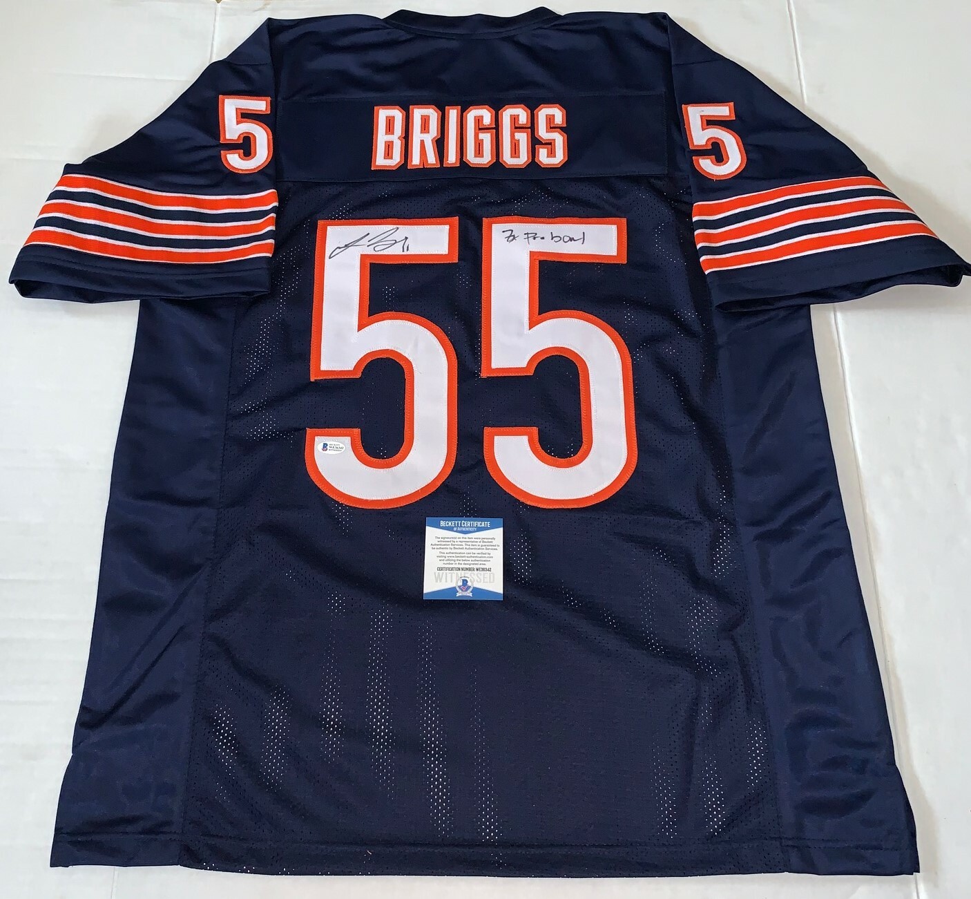 Lance Briggs Chicago Bears signed Custom XL jersey Beckett Witnessed 7x Pro Bowl Collectible Memorabilia