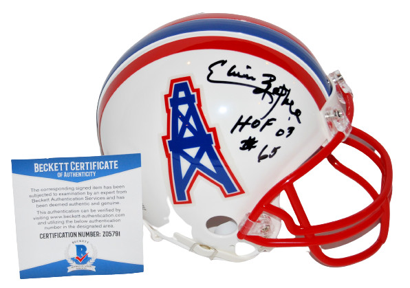 ELVIN BATHEA signed (HOUSTON OILERS) mini football helmet BECKETT BAS Z05791 Collectible Memorabilia