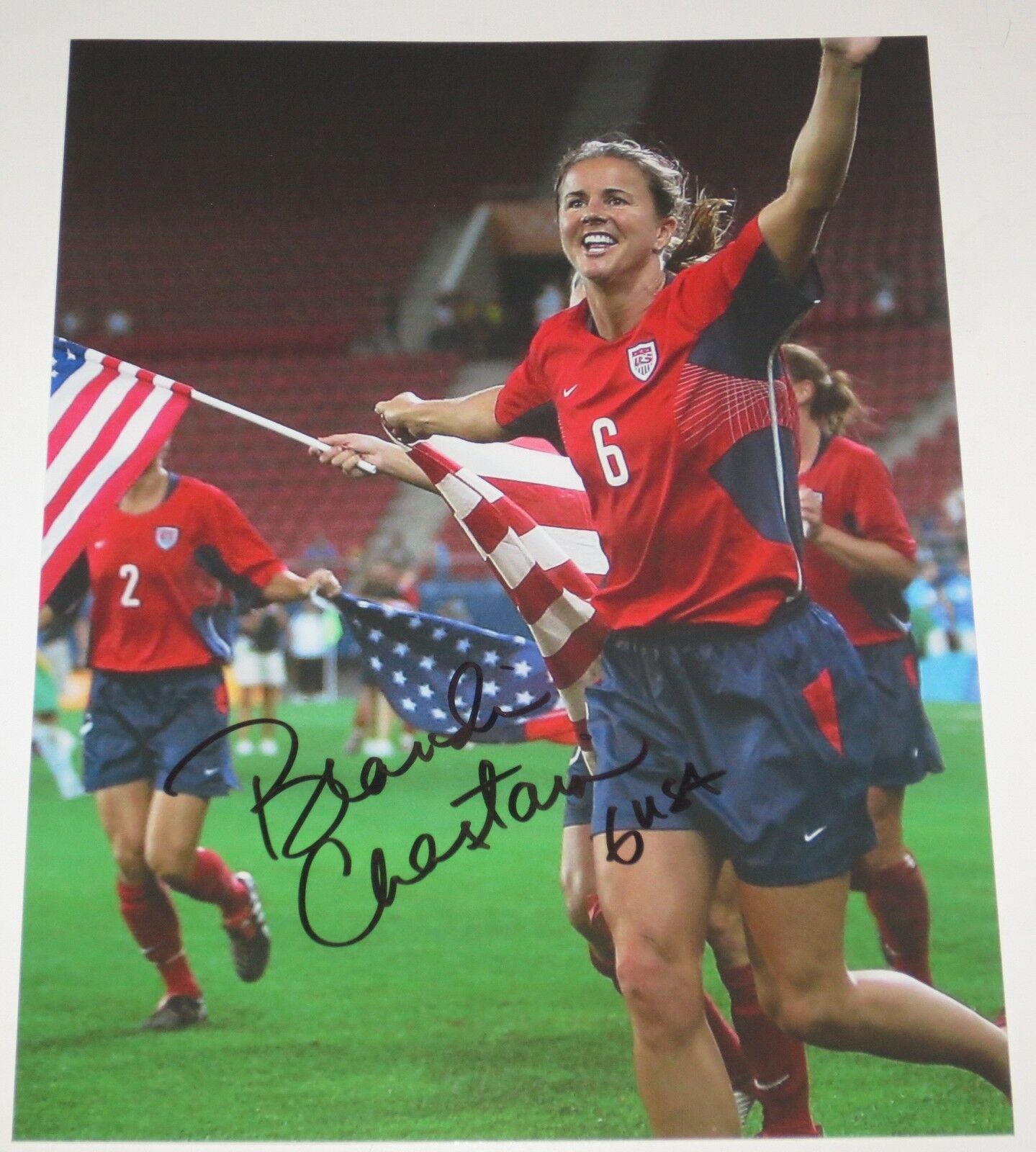 Brandi Chastain Signed 8x10 Photo Autograph Usa Womens Soccer Gold 