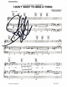 STEVEN TYLER SIGNED AUTOGRAPH I DON’T WANT TO MISS A THING SHEET MUSIC AEROSMITH  COLLECTIBLE MEMORABILIA