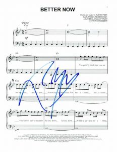 POST MALONE SIGNED AUTOGRAPH “BETTER NOW” SHEET MUSIC – HOLLYWOOD’S BLEEDING  COLLECTIBLE MEMORABILIA