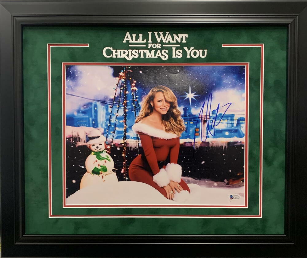 MARIAH CAREY SIGNED 11X14 PHOTO CUSTOM FRAME ALL I WANT FOR CHRISTMAS BECKETT