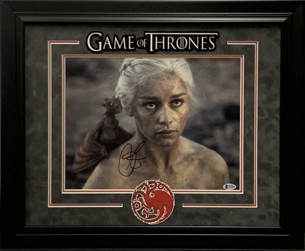 EMILIA CLARKE SIGNED 11X14 PHOTO CUSTOM FRAME GAME OF THRONES DAENERYS BECKETT