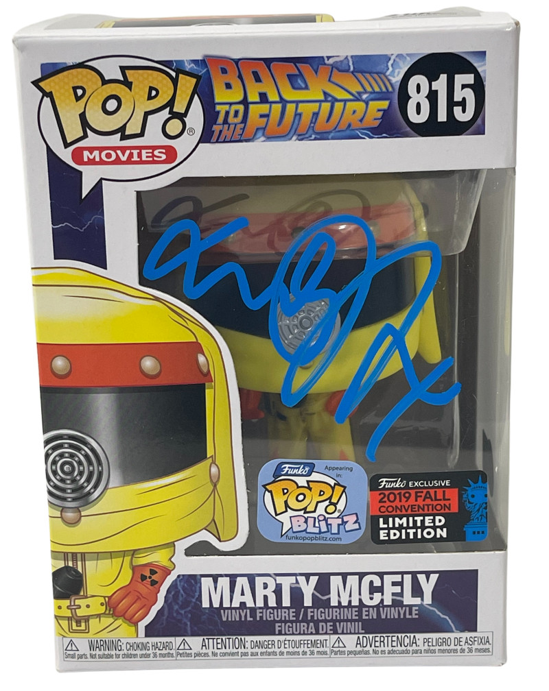 MICHAEL J FOX SIGNED BACK TO THE FUTURE POP FUNKO 815 MARTY MCFLY BECKETT COA A