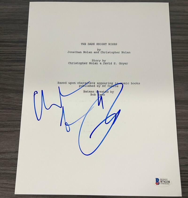 CHRISTIAN BALE TOM HADY SIGNED THE DARK KNIGHT RISES FULL SCRIPT BECKETT COA