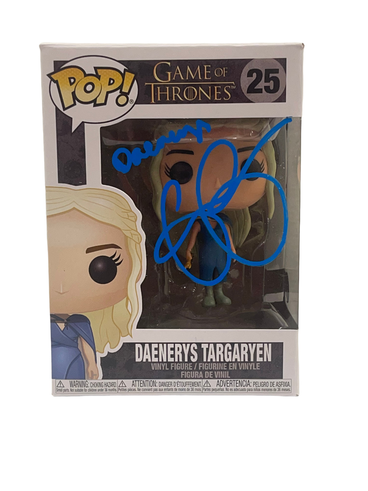 EMILIA CLARKE SIGNED GAME OF THRONES DAENERYS INSCRIPTION FUNKO FIGURE 25 BAS