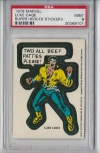 1976 TOPPS MARVEL SUPER HEROES STICKERS CARD – LUKE CAGE PSA 9 MINT COLLECTIBLE MEMORABILIA