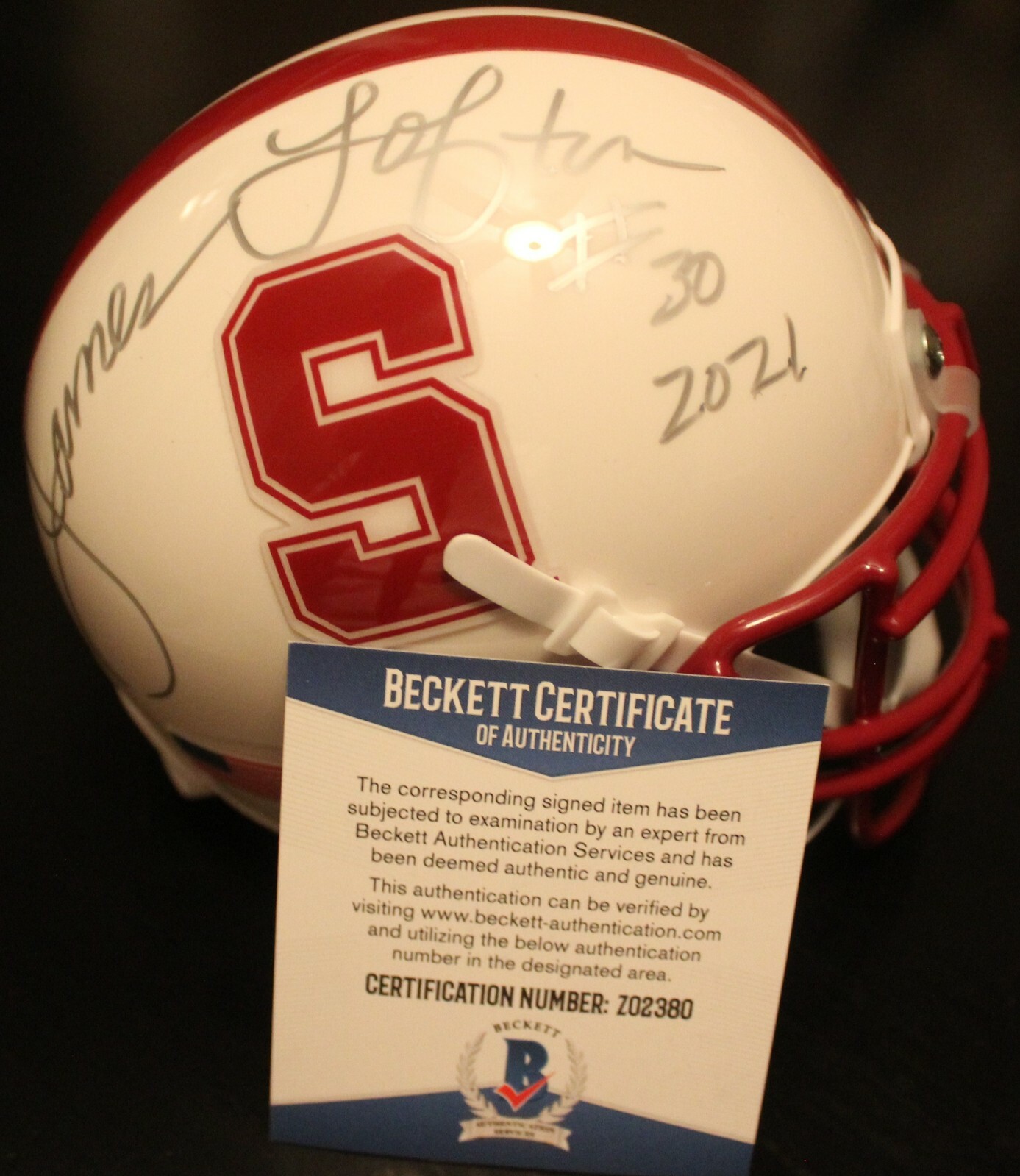 James Lofton Signed Stanford Cardinal Mini Helmet w/Beckett COA Z02380 BAS