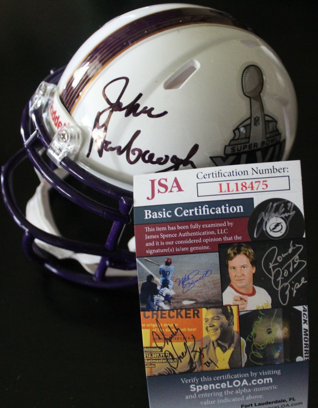 NEW LISTINGJohn Harbaugh Signed SB XLVII Ravens Mini Football Helmet w/JSA COA LL18475
