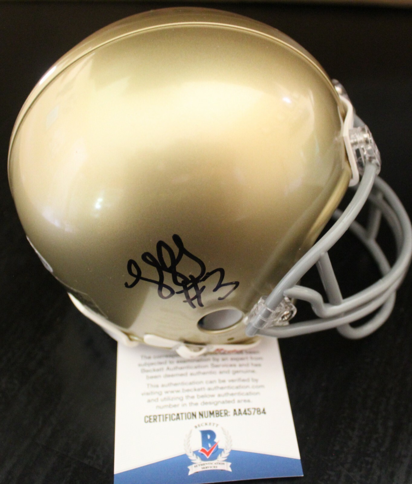 Houston Griffith Signed Notre Dame Irish Mini Helmet w/Beckett COA AA45784 BAS
