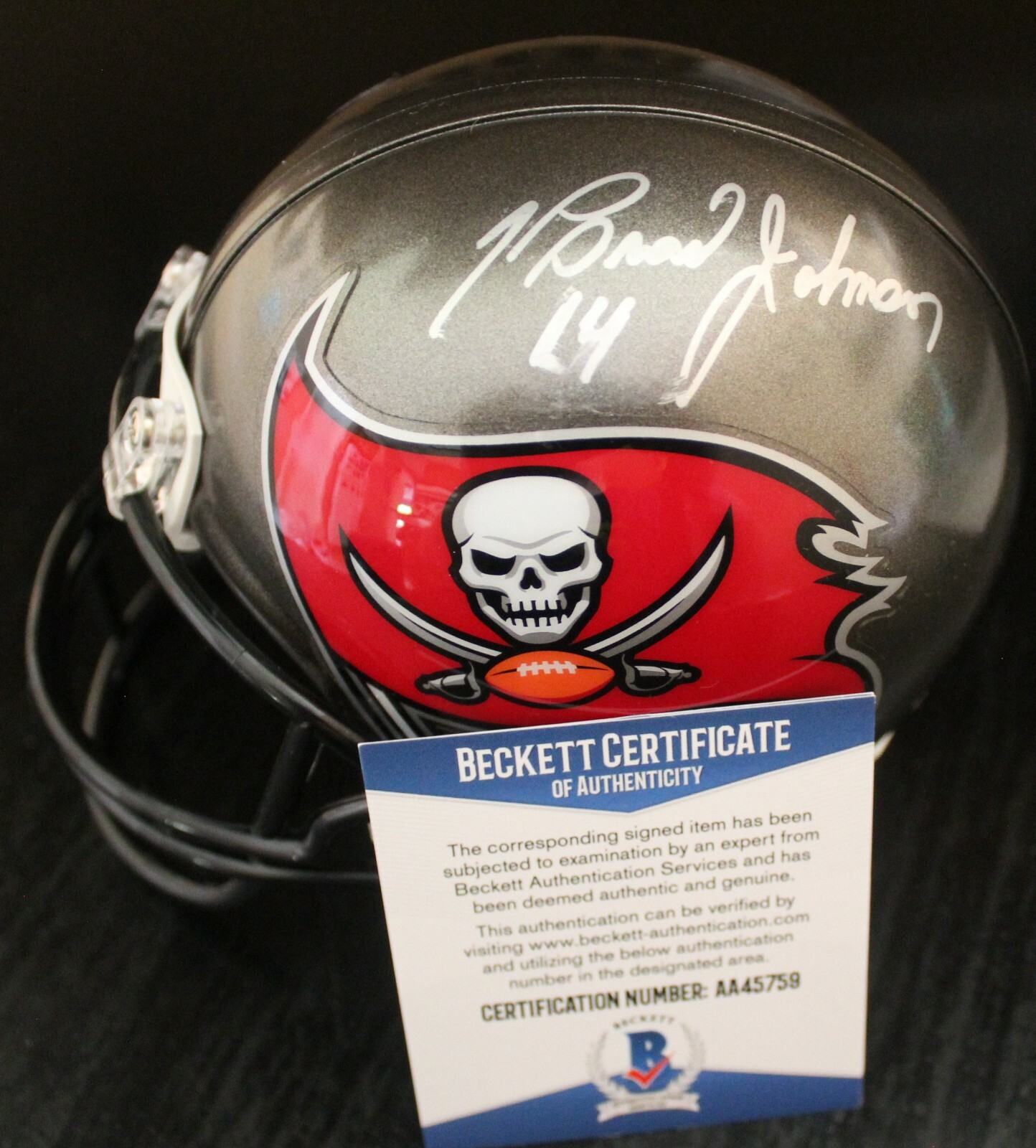 Brad Johnson Signed Tampa Bay Bucs Mini Helmet w/Beckett COA AA45779 BAS