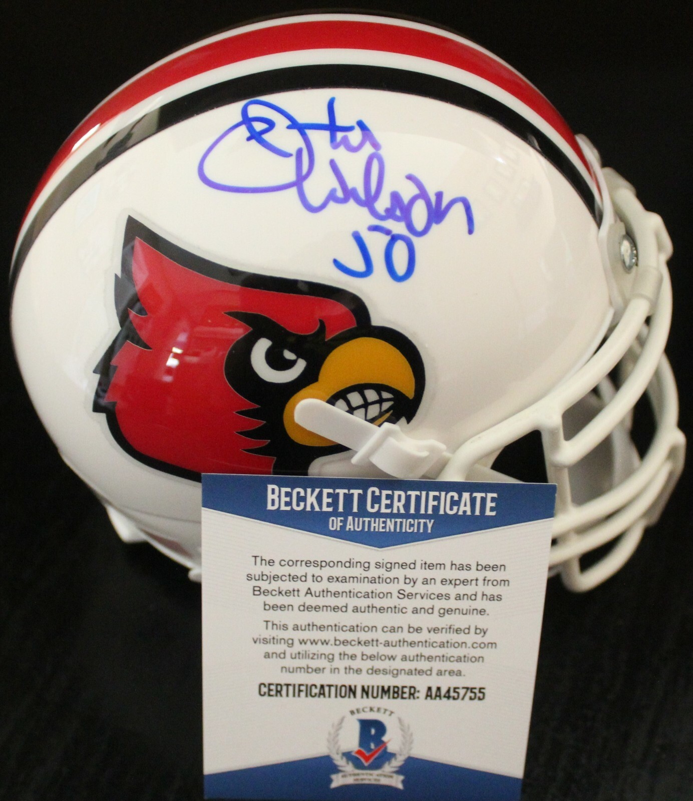 Otis Wilson Signed Louisville Cardinals Mini Helmet w/Beckett COA AA45755