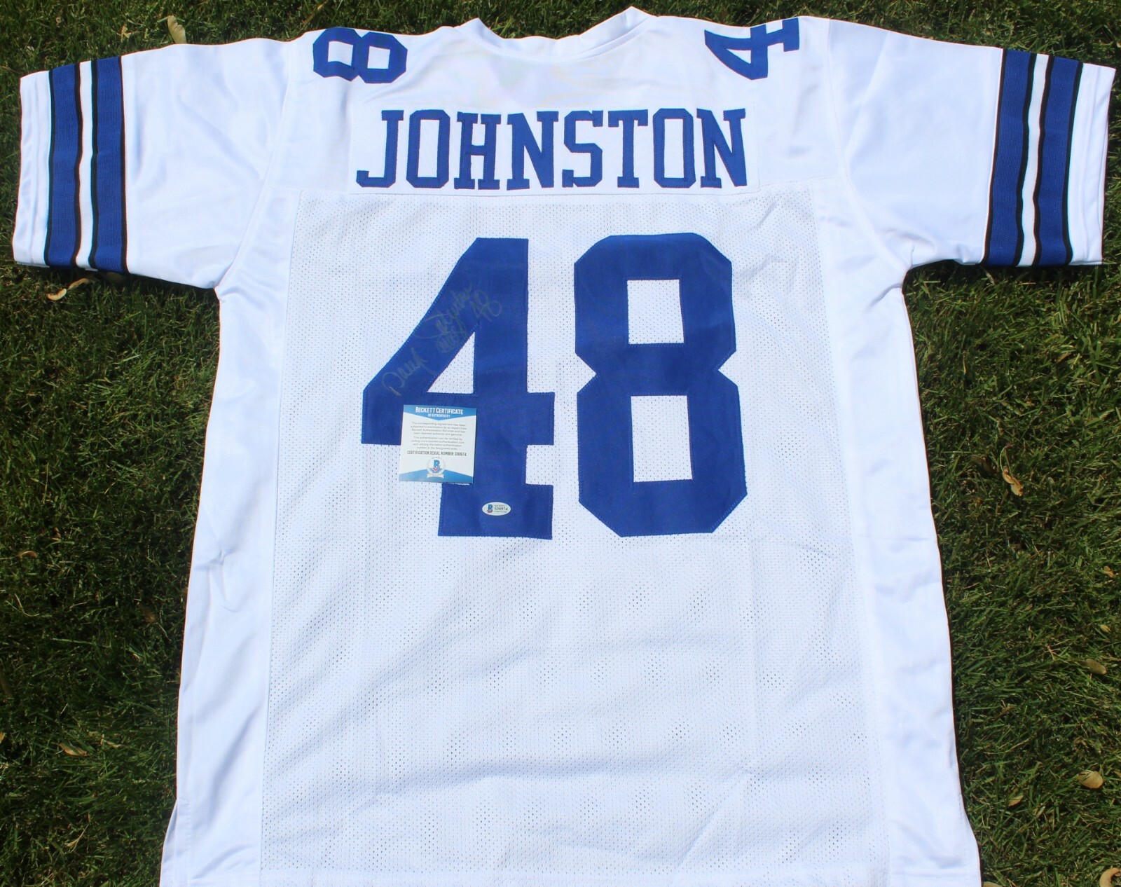 NEW LISTINGDaryl Johnston Signed Dallas Cowboys Custom XXL Jersey w/Beckett COA S30974
