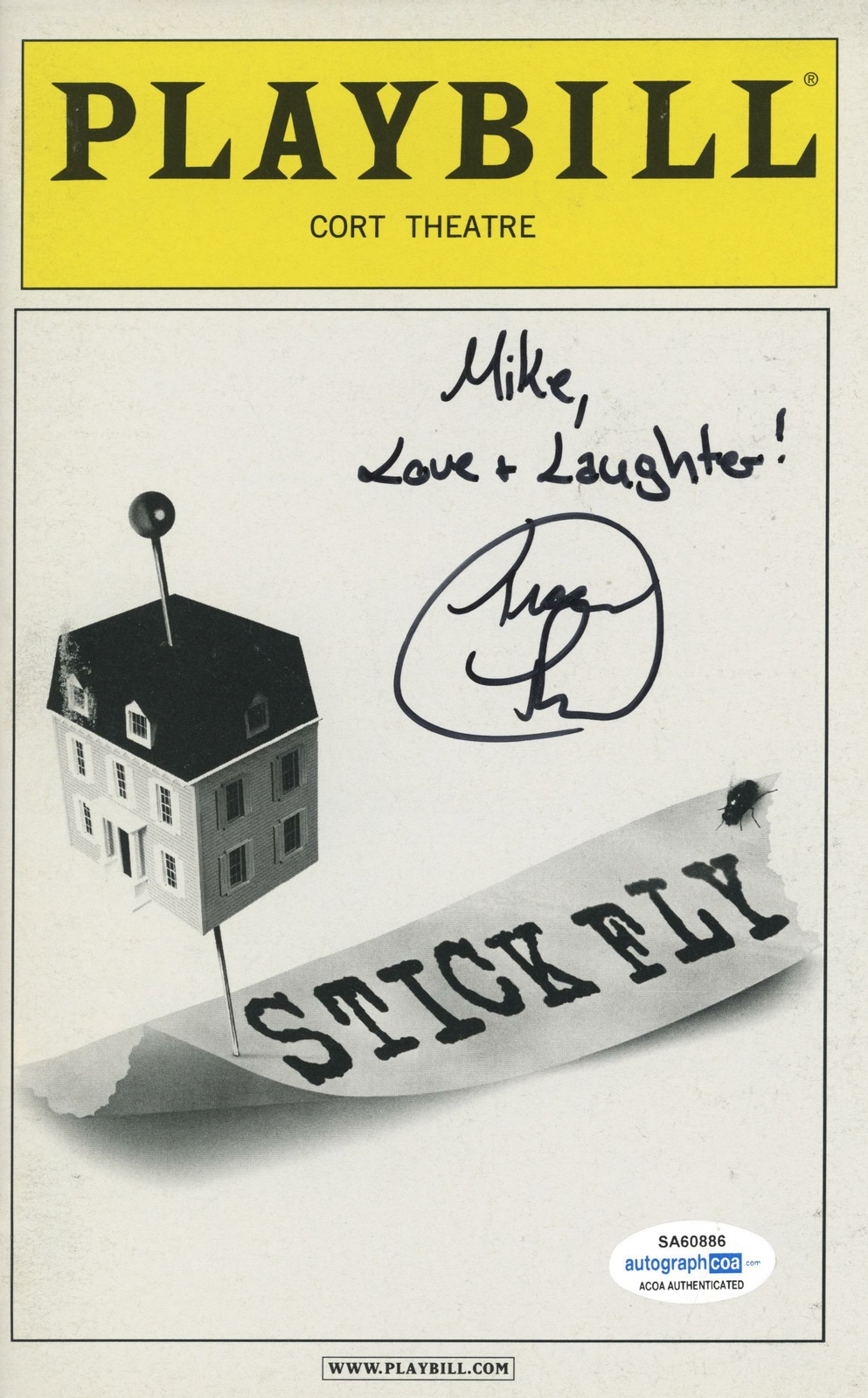 TRACIE THOMS “STICK FLY” AUTOGRAPH SIGNED BROADWAY PLAYBILL ACOA COLLECTIBLE MEMORABILIA