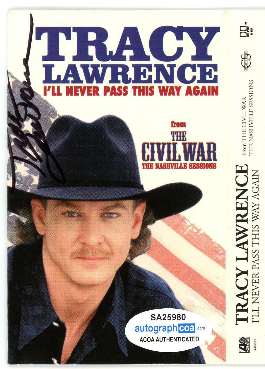 TRACY LAWRENCE “I’LL NEVER PASS THIS WAY AGAIN” SIGNED CASSETTE TAPE COVER ACOA COLLECTIBLE MEMORABILIA