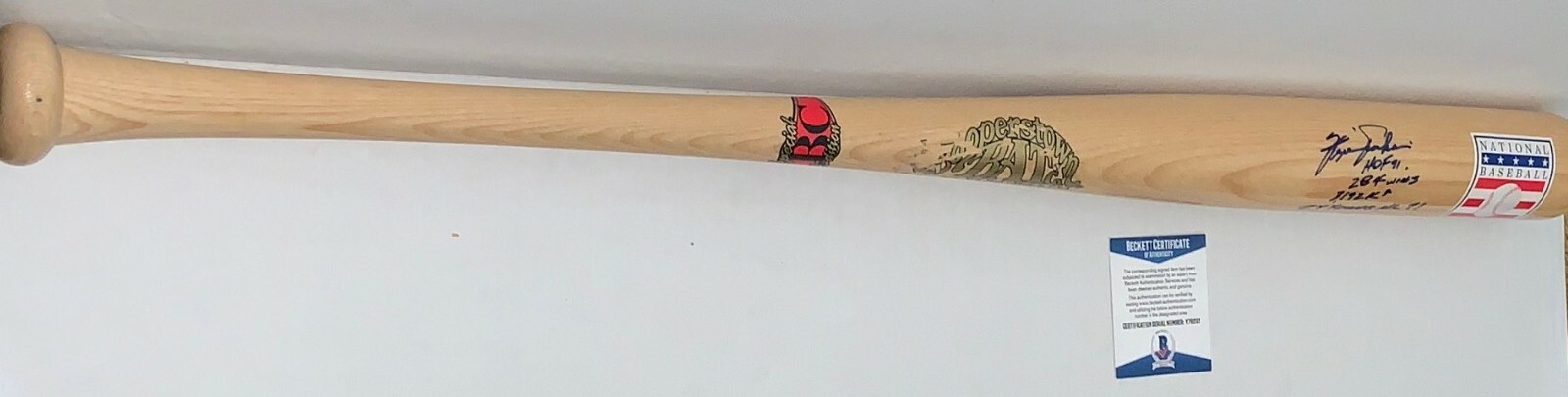 Fergie Jenkins Chicago Cubs signed Cooperstown HOF Logo Bat W/ Inscriptions JSA