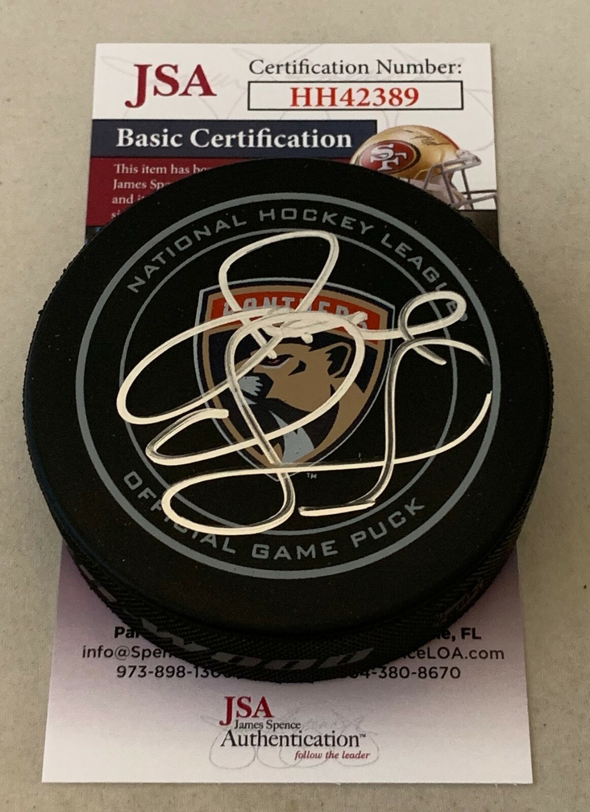Joel Quenneville signed Florida Panthers Official Game Puck autographed JSA