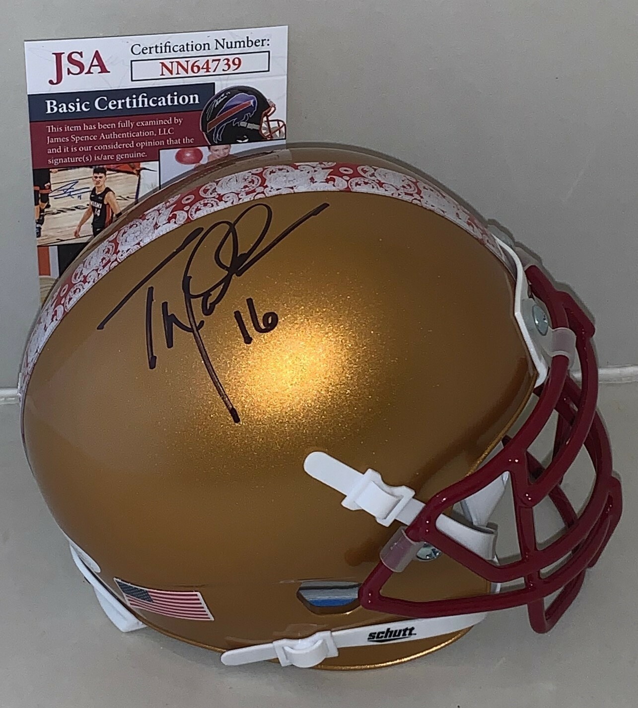 Tom Waddle Bears signed Boston College Eagles mini helmet autographed JSA