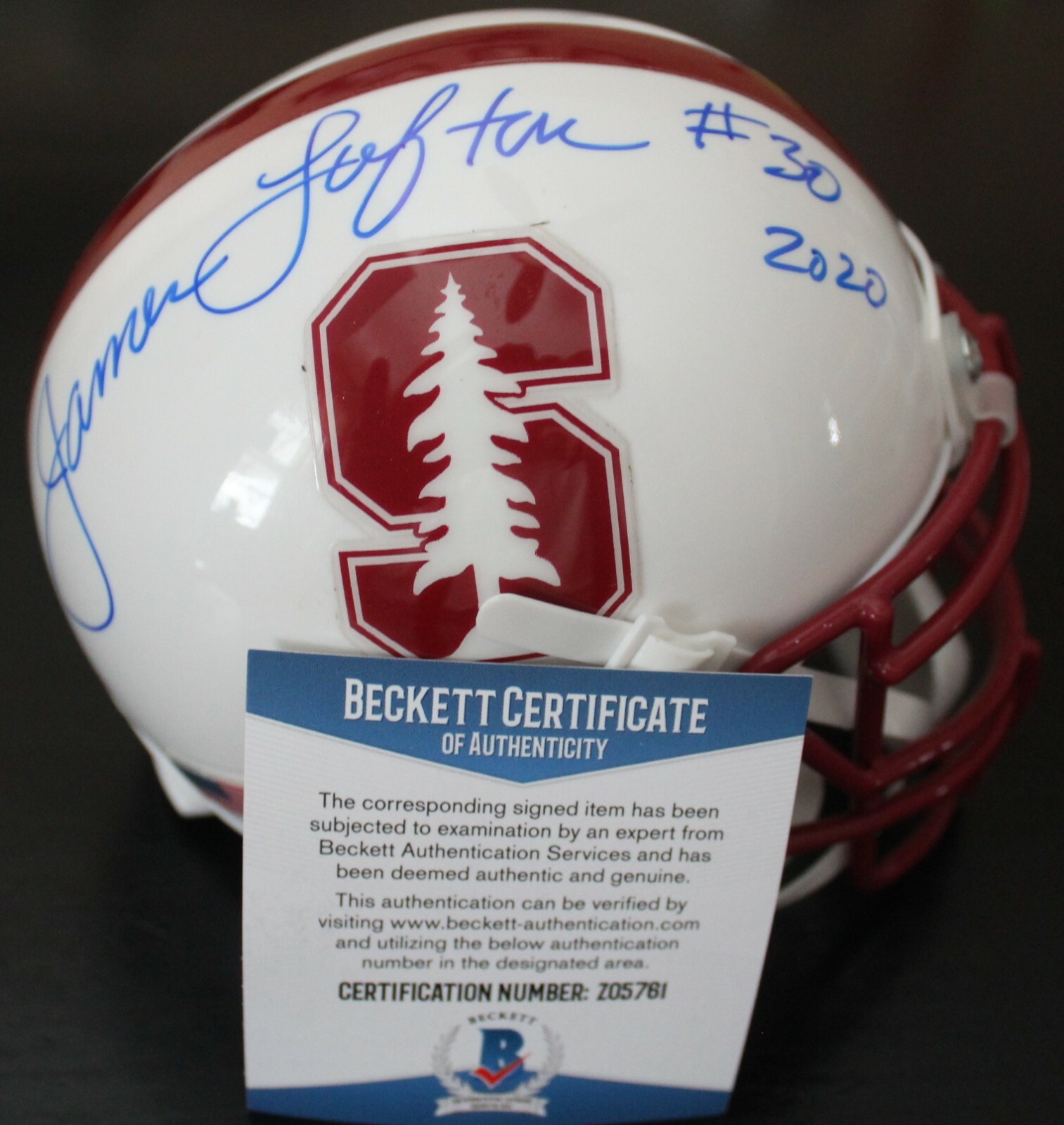 James Lofton Signed Stanford Cardinal Mini Football Helmet w/Beckett COA Z05761
