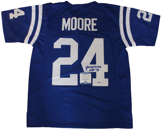Lenny Moore Signed Indianapolis Colts Blue Custom Jersey w/Beckett COA Z02190