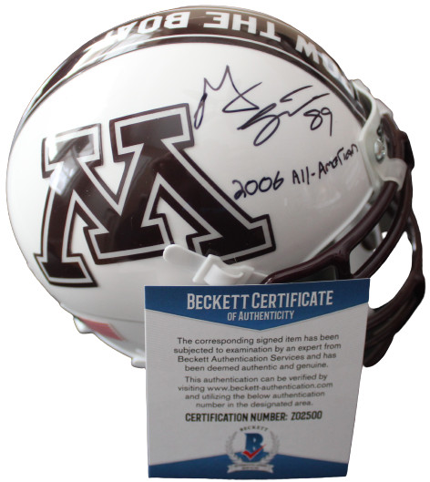 Matt Spaeth Signed Minnesota Gophers Mini Football Helmet w/Beckett COA Z02500