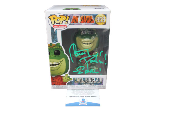 STUART PANKIN DINOSAURS EARL SINCLAIR SIGNED #959 FUNKO POP W/BECKETT COA X44952 COLLECTIBLE MEMORABILIA