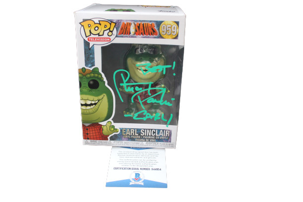STUART PANKIN DINOSAURS EARL SINCLAIR SIGNED #959 FUNKO POP W/BECKETT COA X44954 COLLECTIBLE MEMORABILIA