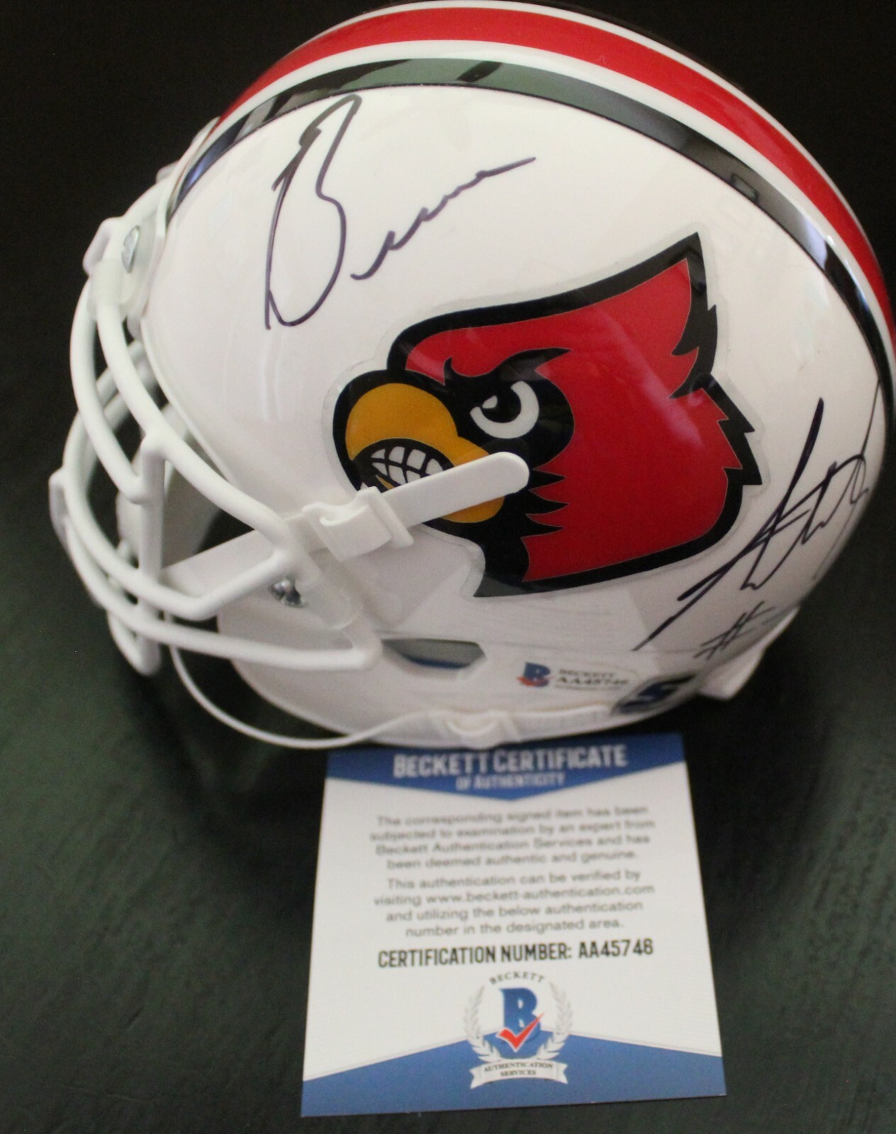Bruce Armstrong Signed Louisville Cardinals Mini Helmet w/Beckett COA AA45746