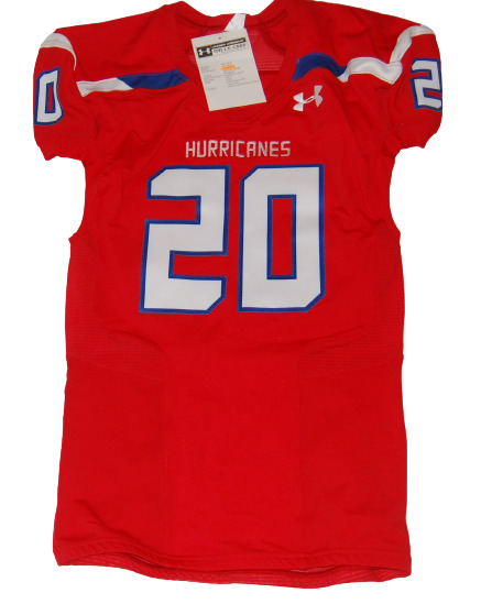 UNDER ARMOUR IMPULSE COMPFIT HURRICANES LARGE FOOTBALL JERSEY #20 MENS 2018 COLLECTIBLE MEMORABILIA