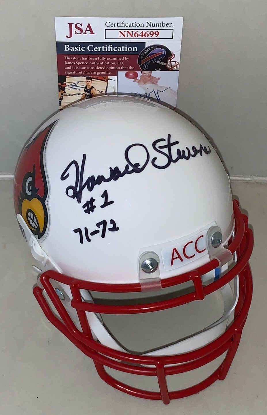 Howard Stevens signed Louisville Cardinals mini helmet autographed JSA