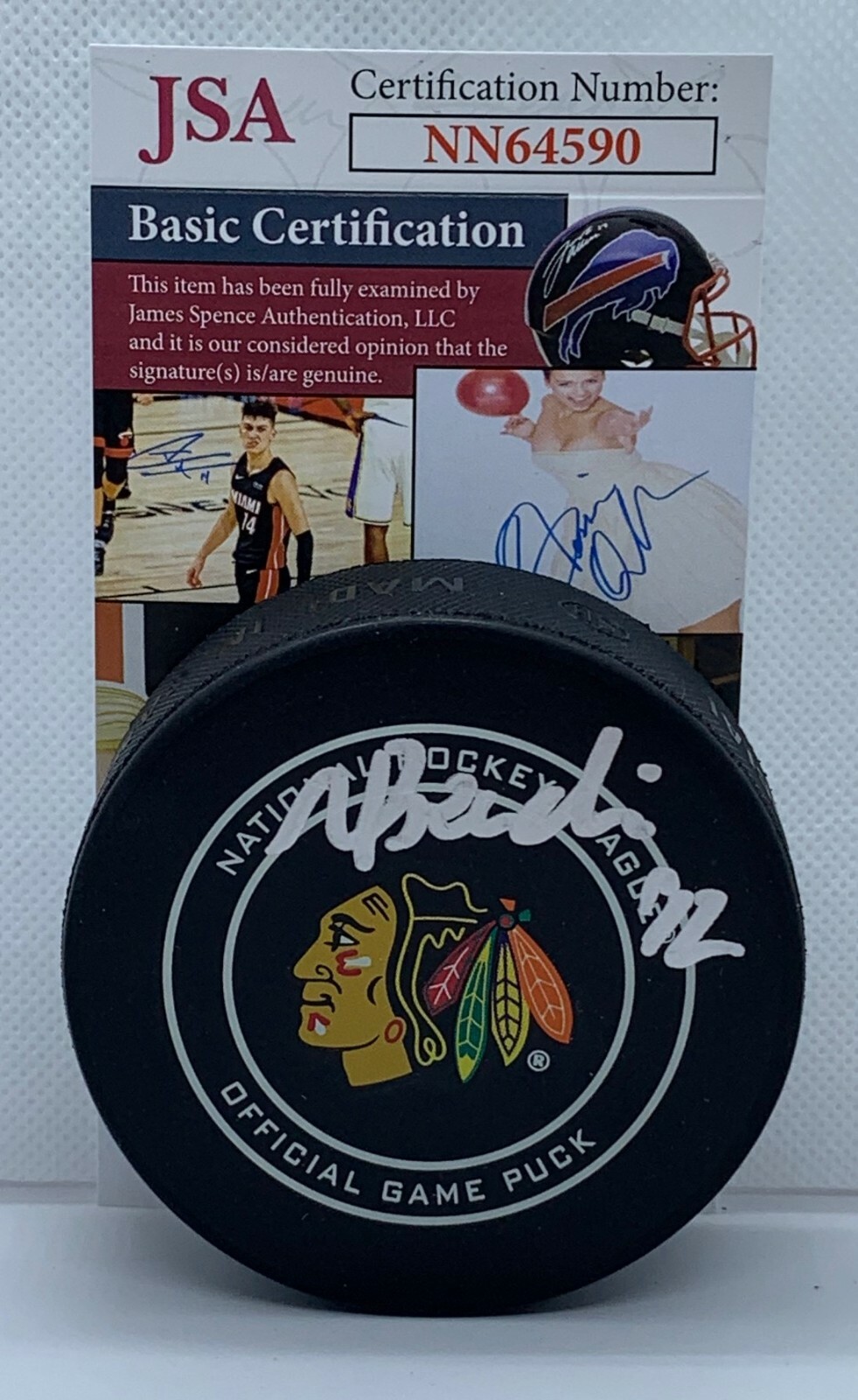 Nicolas Beaudin signed Chicago Blackhawks Official Game Puck autographed JSA