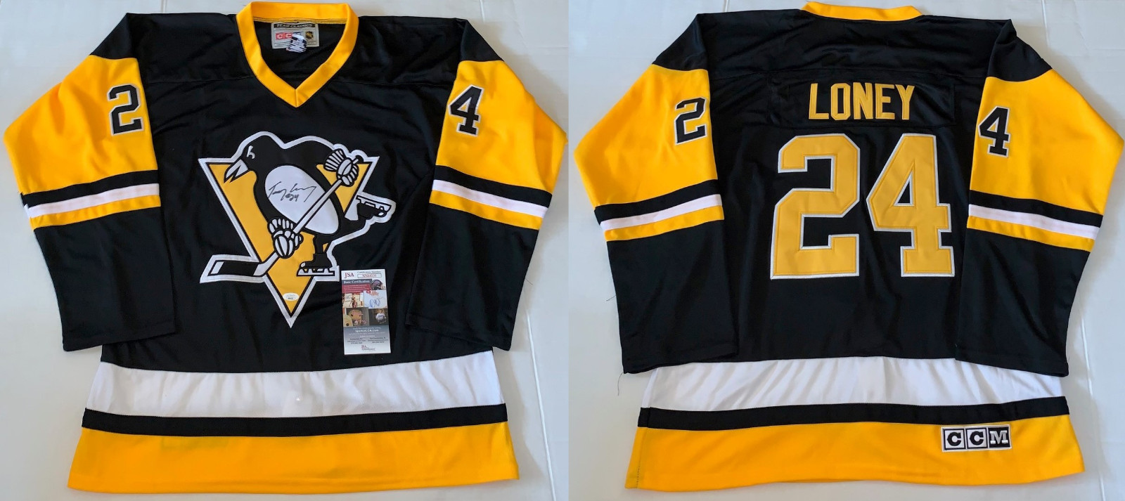 Troy Loney signed Pittsburgh Penguins jersey autographed Pens JSA